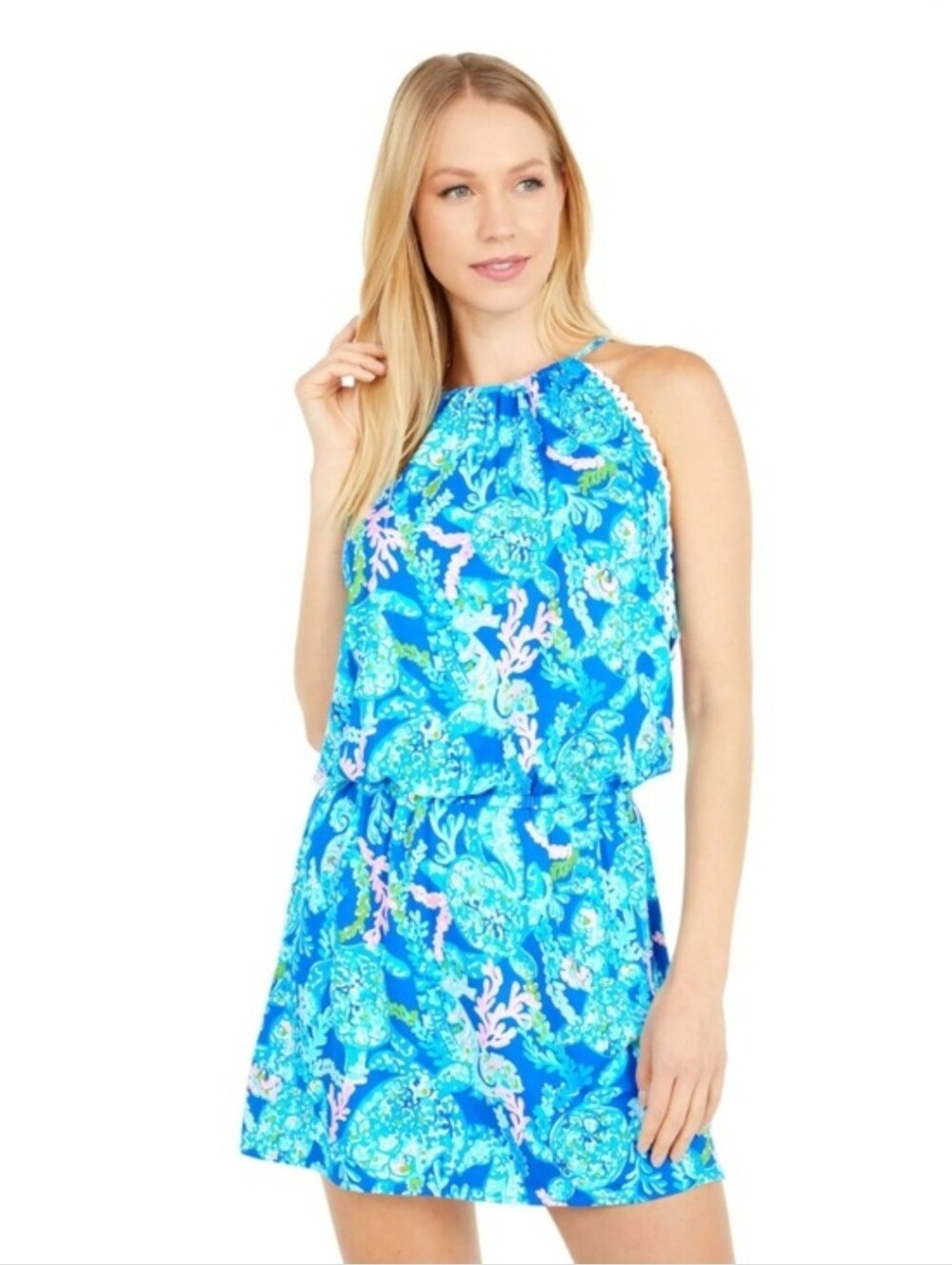Lilly Pulitzer Gianni Skort Romper Dress Corsica Blue Turtle Villa Size XXS